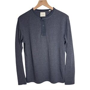 Billy Reid Long Sleeve Henley Knit Tee Heather Blue Grey‎ Mens Size M